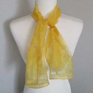 1950s yellow floral chiffon scarf